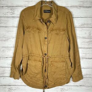 Cotton On Field Utility Shirt Lightweight Jacket Viscose Mustard Brown Sz 8